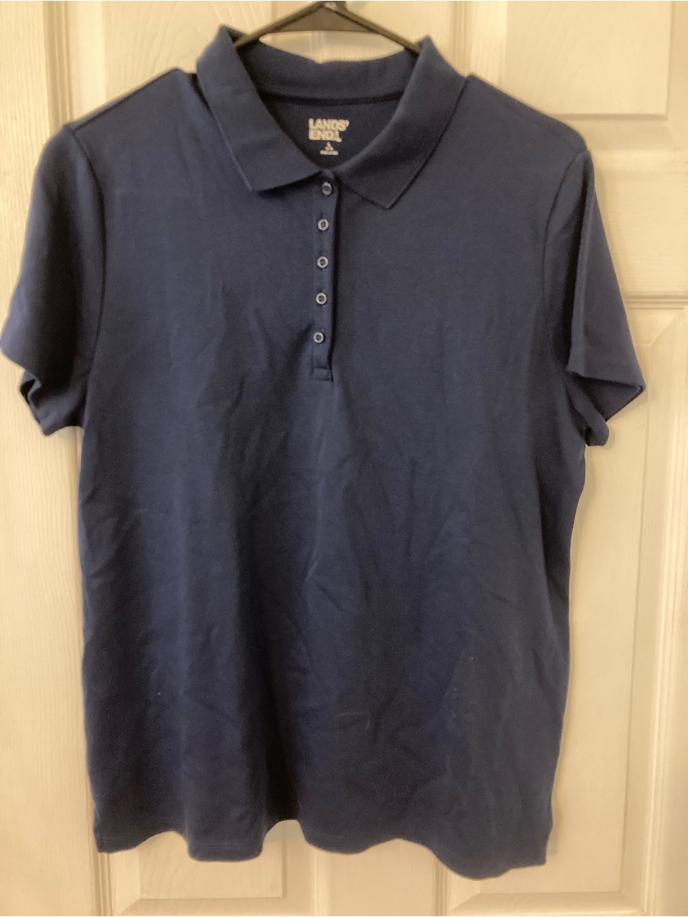 Lands' End Women's Navy Button-Down Polo Shirt